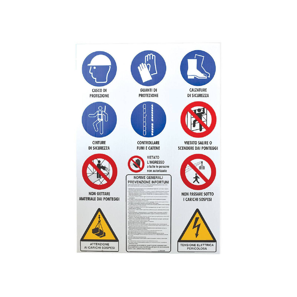 CARTELLO CANTIERE 11 SIMBOLI 98x138 PLASTICA