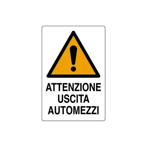 Cartello segnaletico Attenzione Uscita Automezzi realizzato in polionda 40 x 60 cm