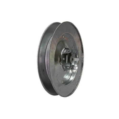 Puleggia con foro cieco realizzata in lamiera zincata per applicazione al rullo in legno 220 mm