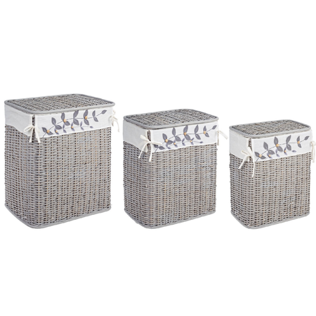Set 3 porta biancheria "Alma" in rattan e bambù