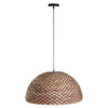 Lampadario Grid nero in metallo, ratten e materisale vegetale d 60 cm