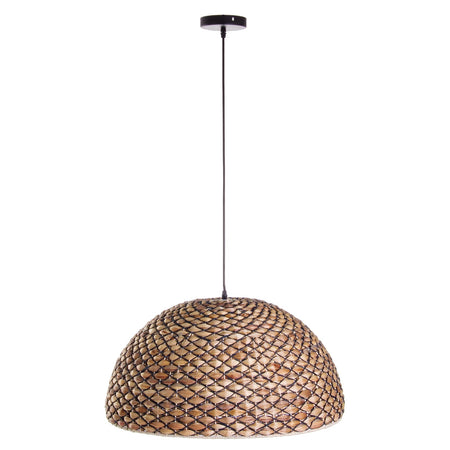 Lampadario "Grid" nero in metallo, ratten e materisale vegetale d 60 cm