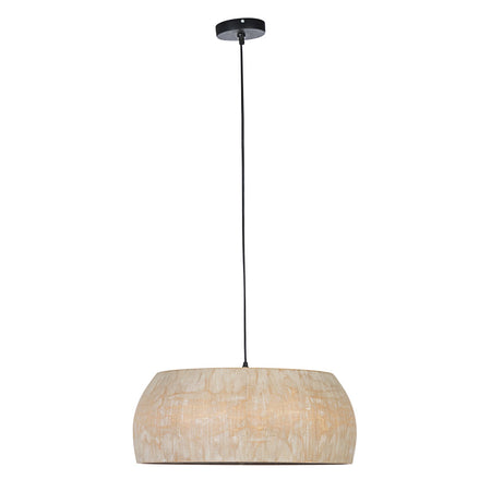 Lampadario "Solid" naturale in legno di paulonia e acciaio