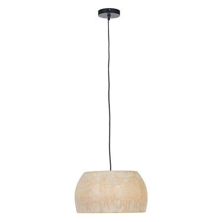 Lampadario "Solid" naturale in legno di paulonia e acciaio