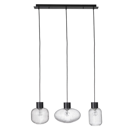 Lampadario 3 luci "Showy" in acciaio e vetro