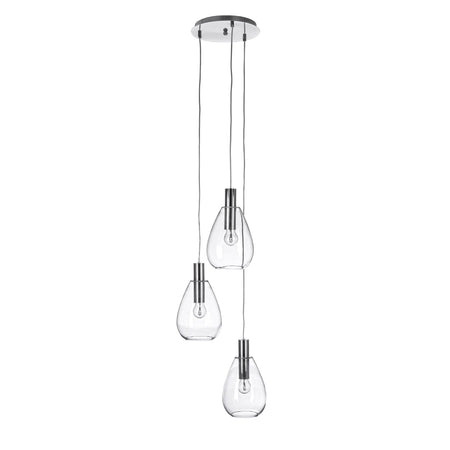 Lampadario "Glaring" in acciaio e vetro