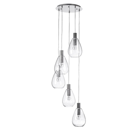 Lampadario "Glaring" in acciaio e vetro