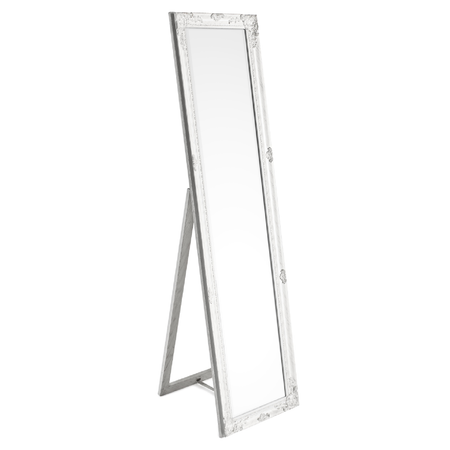 Specchio con cornice in legno bianco "Miro" h 40x3x160 cm