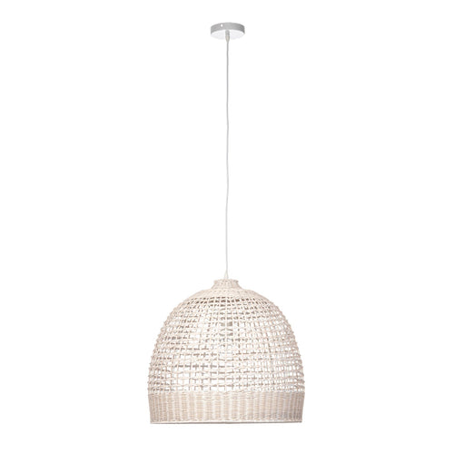Lampadario Siwa in acciaio e rattan d 53 cm