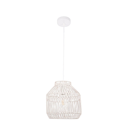 Lampadario "Altek" bianco in metallo e vimine d 28.5 cm