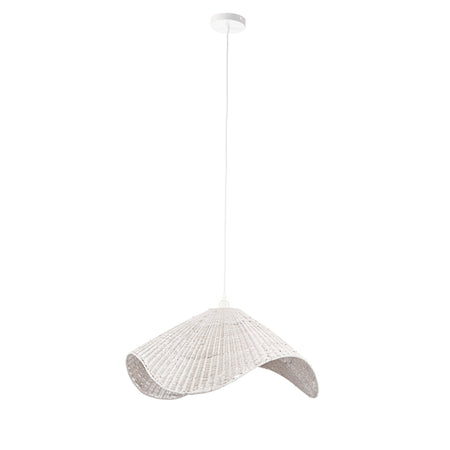 Lampadario "Cappello" in acciaio e vimini h 28 cm