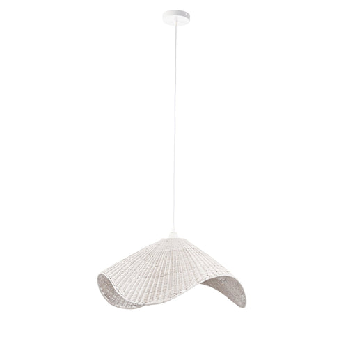 Lampadario Cappello in acciaio e vimini h 28 cm