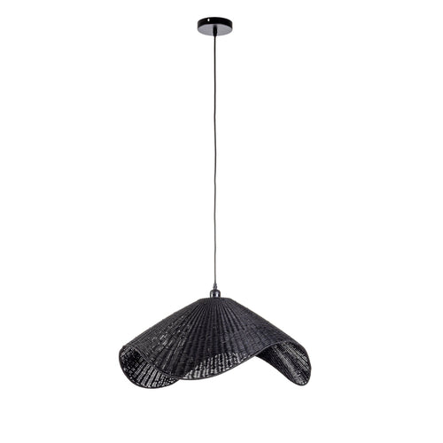 Lampadario Cappello in acciaio e vimini h 28 cm