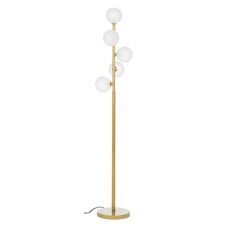 Piantana "Balls" 5 luci oro in acciaio e vetro h 156 cm
