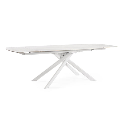 Tavolo allungabile Joakim in grés porcellanato e legno mango 160-240x90