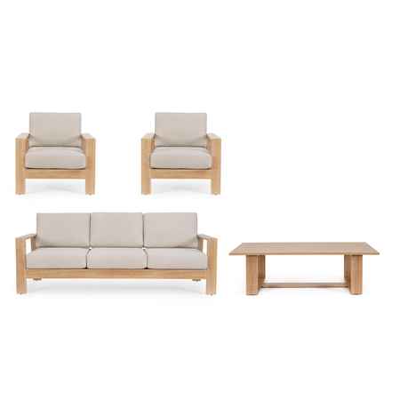 Salotto con poltrone e tavolino "Baltic" struttura in alluminio per veranda e giardino