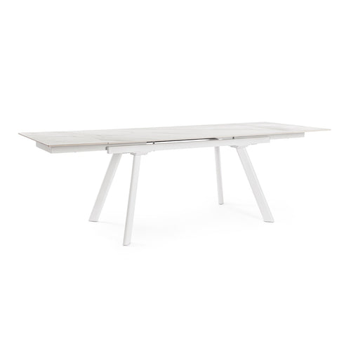 Tavolo allungabile Jarkko in grées porcellanato e legno d'abete 160-240x90