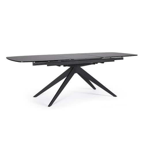 Tavolo allungabile Anja in vetro e legno d'abete 180-240x90