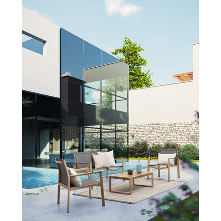 Salotto con poltrone e tavolino "Kallen" struttura in alluminio per veranda e giardino