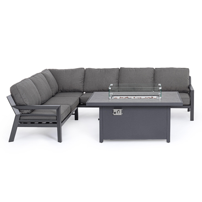 Salottino angolare Hendrix con tavolino e divanetto, struttura in alluminio, per esterno