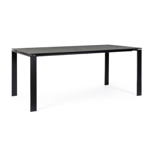 Tavolo Benjamin nero in ceramica e acciaio 180-90x76