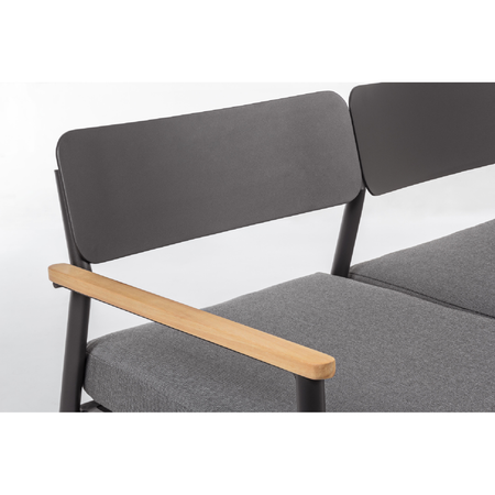 Salottino "Kaspian" con poltrone, tavolino e divanetto, in legno