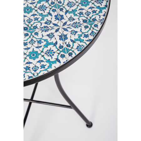 Tavolo rotondo "Samos" in acciaio e ceramica per esterno da 60 cm
