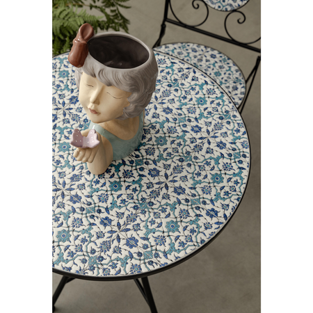 Tavolo rotondo "Samos" in acciaio e ceramica per esterno da 60 cm