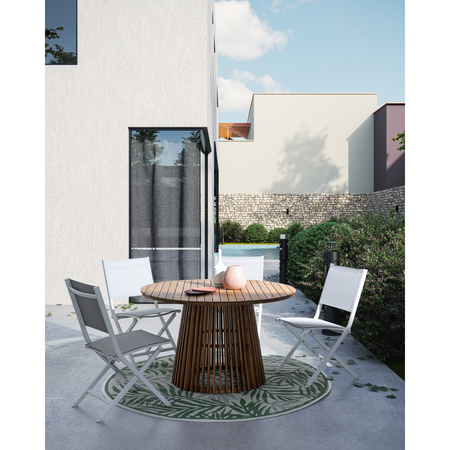 Tavolo rotondo "Samos" in acciaio e ceramica per esterno da 60 cm