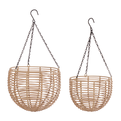 Set 2 ceste sospese yulian tonde in polyrattan naturale