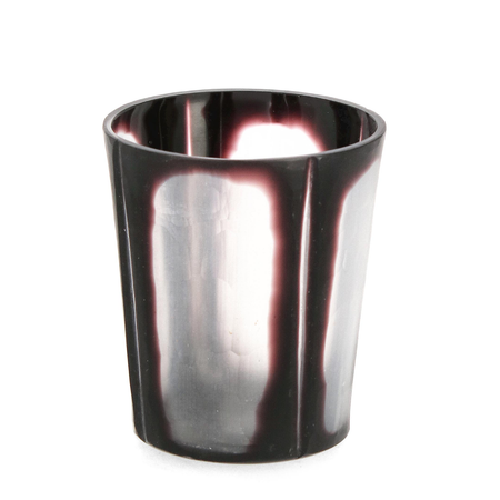 Porta candela kirinda vt trasparente  nero  h9 prodotto fatto a mano in vetro Ø8 x h 9cm