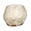 Porta candela in vetro sampur vt beige con base h19  e con base in pietra fatto a mano