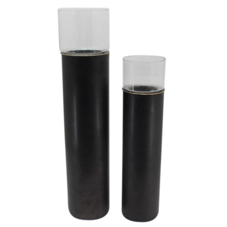 Set 2 Porta candele bimala in Metallo e vetro