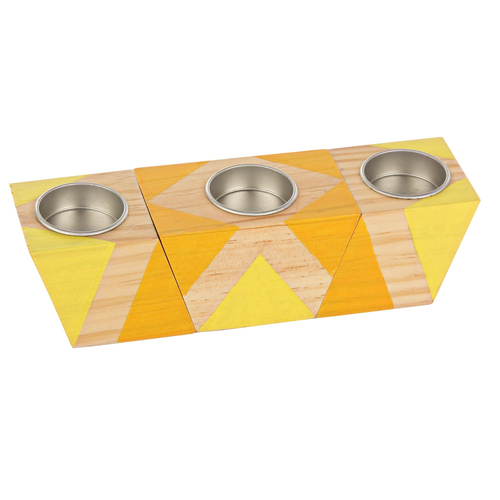 Porta candela block rettangolare 3 pezzi realizzato in legno