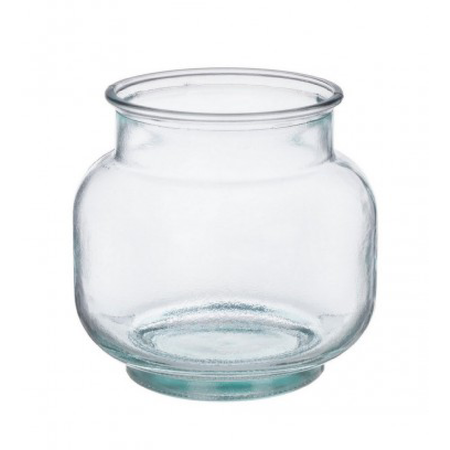 Vaso candela in vetro trasparente reciclato per uso interno Ø20x18h