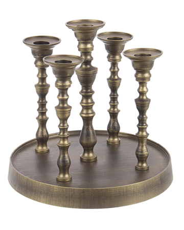 candelabro kylie con 5 fiamme in 2 colorazioni con base h 22 cm