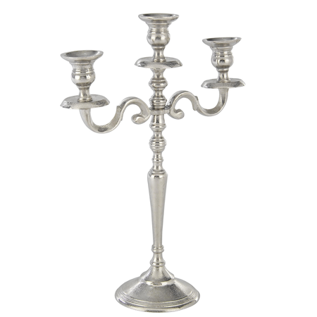 Candelabro karan in diverse misure sia a 5 fuochi che a 3 fuochi; prodotto realizzato in alluminio con finitura nickel grezzo. prodotto  da assemblare