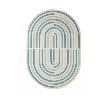 Tappeto da esterno Ovale Nour Verde Blu Beige 160 x 229 cm