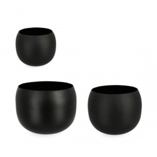 Set 3 Portafiore Keyra Ciotola Nero per uso interno ed esterno.