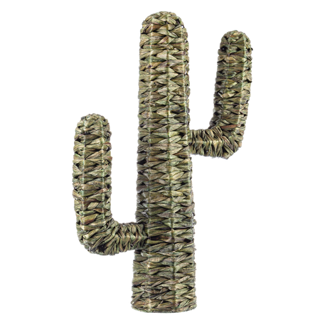 Cactus saguro; prodotto realizzato in materiale vegetale e metallo .