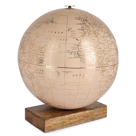 Decorazione mappamondo avventura con base in legno, prodotto in varie tonalità di colore e misure