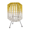 Lanterna Color Fully tre piedi giallo in metallo e vetro da esterno