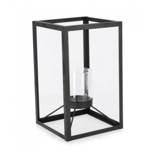 Lanterne Janie rettangolare in metallo e vetro da esterno