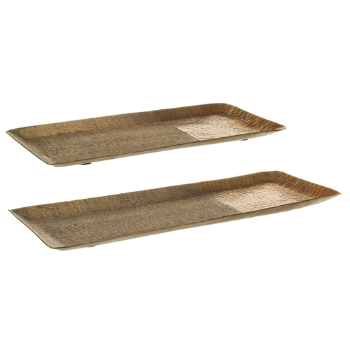 Set 2 vassoio decorativo hammel oro in alluminio artigianale