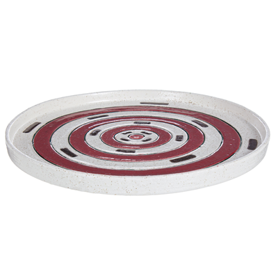 Piatto decorativo etnic rosso in ceramica