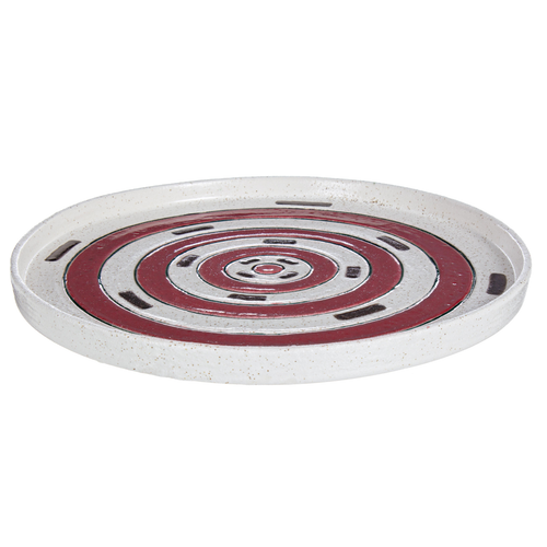 Piatto decorativo etnic rosso in ceramica