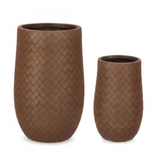 Set 2 PortaVaso Rhombus  Bomb Alto Rusty per uso esterno.