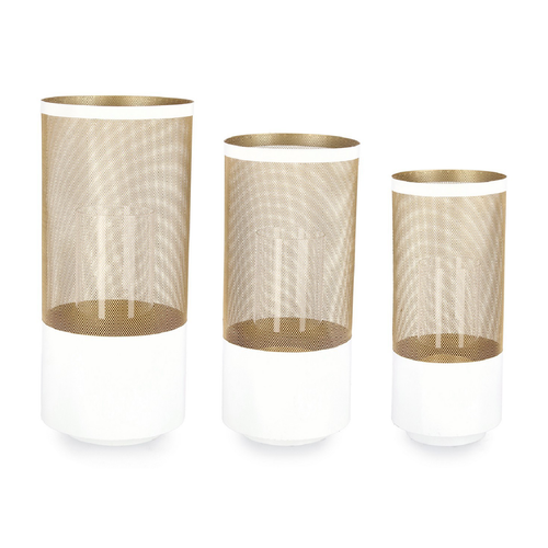 set 3 lanterne Alexandria cilindrico in metallo e vetro da esterno