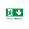 Cartello segnaletico Uscita di Emergenza in basso realizzato in pvc 20 x 30 cm
