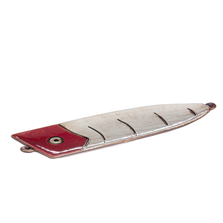 Piatto decorativo mykonos bianco e rosso in ceramica